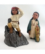 All God&#39;s Children Figurines 2pc Little Chief #15 Minnie #7 American Ind... - $53.61 CAD