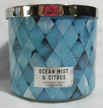 Bath &amp; Body Works 3-wick 14.5 oz Jar Scented Candle OCEAN MIST &amp; CITRUS pomelo - £31.52 GBP