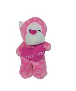Valentines Day Pink White Monkey Love You Lip Print Plush Stuffed Animal 9&quot; - $10.94