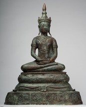 Antik Thai Stil Sitzender Bronze Ayutthaya Meditation Buddha Figur - 90c... - $3,827.19