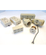 Vtg Electrics Ivory Bakelite Surface Recepticle Light Bulb Adapters Pull... - $7.87