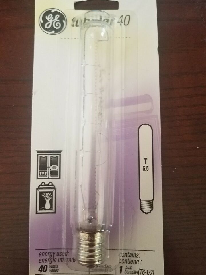 GE Lighting 1429142 T6-1/2 Tubular Refrigerator Appliance Bulb