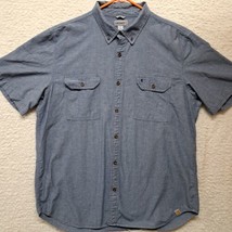 Carhartt Shirt Mens 2XL Loose Fit Blue Check Short Sleeve Pockets Button Up  - £14.24 GBP