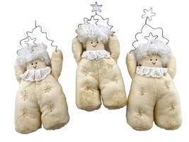Vintage Russ Berrie Co Plush Angels Or Girls Holding Stars Lot Of Three 9 Inch - £27.91 GBP