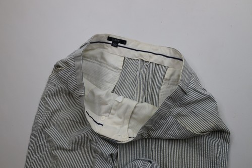 Vintage 90s J Crew Mens 38x36 Pinstriped Seersucker Wide Leg Chino Pants Cotton Item image 13