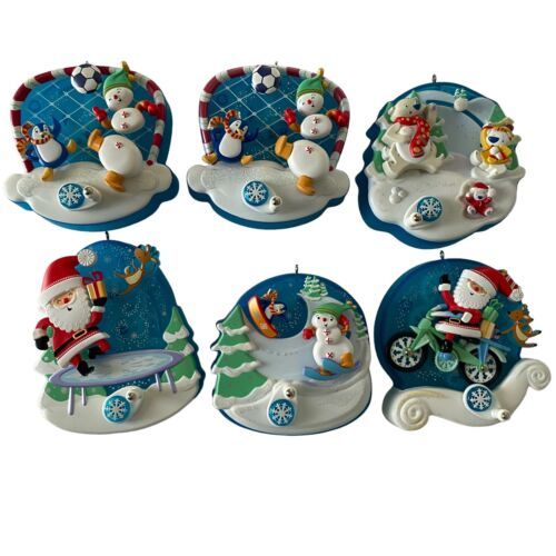 6 X Hallmark Keepsake Ornament Spin-A-Majigs  Wind Up Christmas Santa Snowman - £14.34 GBP