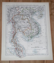1904 Antique Map Of Siam Thailand Vietnam / Verso China Mongolia Korea Hong Kong - £25.23 GBP