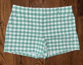 Ann Taylor LOFT shorts The Riviera Green White Check Sz 8 Oxford ~ Worn Once - £8.75 GBP