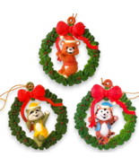 Vintage Animal Resin Wreath Ornaments Set - Hand-Painted Bear, Raccoon, ... - $189.87 MXN