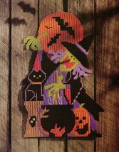 Plastic Canvas Halloween Witch Door Decor Candy Dish Pumpkin Coaster Web Pattern - £7.84 GBP