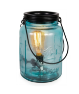 IllumiScents Aqua Mason Jar Wax Warmer Edison Bulb Blue Glass Farmhouse ... - $37.98 CAD