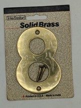 Vintage InterDesign #8 Solid Brass Residential House Brass Number 4&quot; NOS... - £7.72 GBP