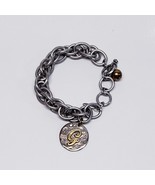 JEWEL KADE Silver &amp; Gold Tone INITIAL G Charm Chain Link Toggle Coin Bra... - $450.28 MXN