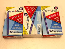 Lot of 3 Paper Mate Stick Medium Point Ballpoint Pens 36 Blue Ink Pens (... - $420.85 MXN