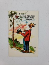 Vintage Postcard Tichnor Luster Comics 160 Bird Sings for The Rich Poops on Poor - £4.68 GBP