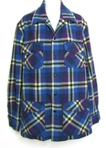 Vintage Wool Plaid Hunting Shirt Jacket 4 Pockets M/L Chest 48&quot; Colorful   - £51.59 GBP