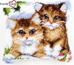 Cute Kittens Pillow Latch Hooking Kit (43x43cm) - £29.22 GBP