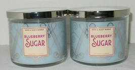 Bath &amp; Body Works 3-wick Scented Candle Lot Set Of 2 Blueberry Sugar - £47.16 GBP