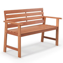 Patio Solid Wood Bench Wood 2-Seat Chair with Breathable Slatted Seat & Inclined - $3,533.81 MXN
