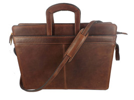 Leather Briefcase &amp; Messenger Shoulder Bag Chrome Tanned Cowhide 3 Colors - £636.17 GBP