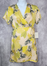 Tropical Floral Wrap Dress Bohme Womens Dress XL Green Yellow Midi NEW - £15.41 GBP