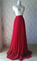 RED Tulle Maxi Skirt Women Custom Plus Size Tulle Skirt Bridesmaid Skirt Outfit image 2