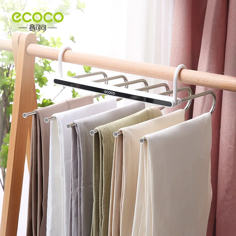 House Home ECOCO Folding Pant Hanger Multi-functional Pants Rack Stainless Steel - £45.08 GBP