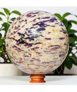 Enorme fluorite viola da 28 cm in pietra gialla di calcite sfera metafisica...