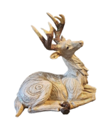 8.5 Inch Sparkly Reindeer Winter Lying Deer Figurine Christmas Decor w A... - $37.39