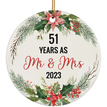 51th Wedding Anniversary Ornament 51 Years As Mr And Mrs Wreath Christmas Gift - £11.05 GBP