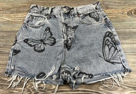 Pacsun Women&#39;s Size 25 High Rise Festival, Boho, Butterflies Cut Off Jean Shorts - £9.34 GBP