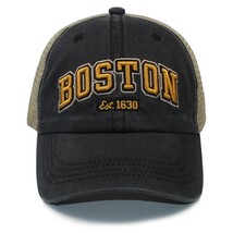 Vintage Wash 3D Embroidery USA Boston Trucker Hats  Baseball Cap Men Women Unise - £87.40 GBP