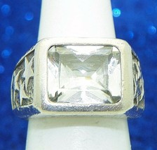 Cubic Zirconia Solitaire Ring Real Solid .925 Sterling Silver 14.4 G Size 5.75 - £29.37 GBP