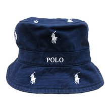 Polo Ralph Lauren Embroidered Pony Bucket Hat Adult Size S/M Navy Blue White NEW - £45.38 GBP