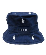 Polo Ralph Lauren Embroidered Pony Bucket Hat Adult Size S/M Navy Blue White NEW - $57.95