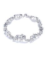 Crystals By Swarovski Lucky Elephant Bracelet Rhodium Overlay 7.5 Inch New - $52.91 CAD
