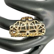 Goldtone Filigree With Crystal Ring Womens Size 6 - $15.59