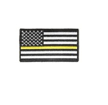 Thin YELLOW LINE Subdued American Flag 3.5&quot; x 2&quot; iron on patch (4132) (XX) - $6.24