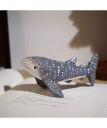 Wooden Whale Shark Figurine Rustic Ocean Decor Cute Desk Ornament - $21.15