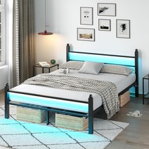 Queen Bed Frame With Headboard And Footboard,Heavy Duty Steel Slats, Black - $151.92
