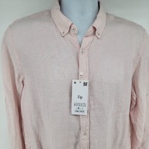 Denim &amp; Flower Ricky Singh Long Sleeve Button-up Linen Men&#39;s Shirt Size M Pink - £20.97 GBP
