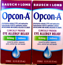 Bausch &amp; Lomb Opcon A Allergy Relief Eye Drops, 0.5 oz 2- Boxes. EXP.07/... - $7.92