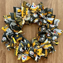 Pittsburgh Steelers NFL Football Handmade Fabric Team Wreath Decor for Game Days - £45.13 GBP