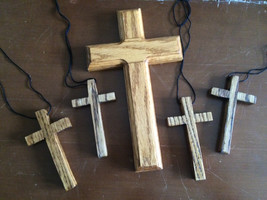 Hand crafted Christ Church Cleveland NC Wooden Cross Cruxifux  Lot of 5 - £19.55 GBP
