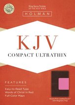 KJV Compact Ultrathin Bible, Brown/Pink LeatherTouch with Magnetic Flap ... - $19.99