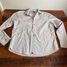 UNTUCKit Button-Up Shirt Mens Size M Gray Long Sleeve Red Contrast - $29.11