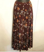 VTG MIDI SKIRT Ship n Shore Brand Brown Floral Print size Small Button F... - $19.72