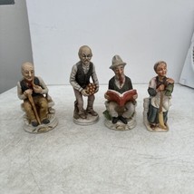 VTG Old Man Decor Lot Of Four Ole Man Reading Sitting Farming - €25,79 EUR