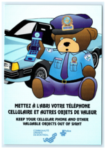 Car Theft Warning  Teddy Bear Police Cell Phone French Postcard - $5.95