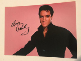 Elvis Presley Postcard Elvis In Black Shirt Pink Background - £2.78 GBP
